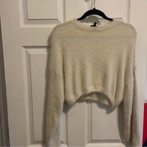 Cream  topshop furry cropped sweater